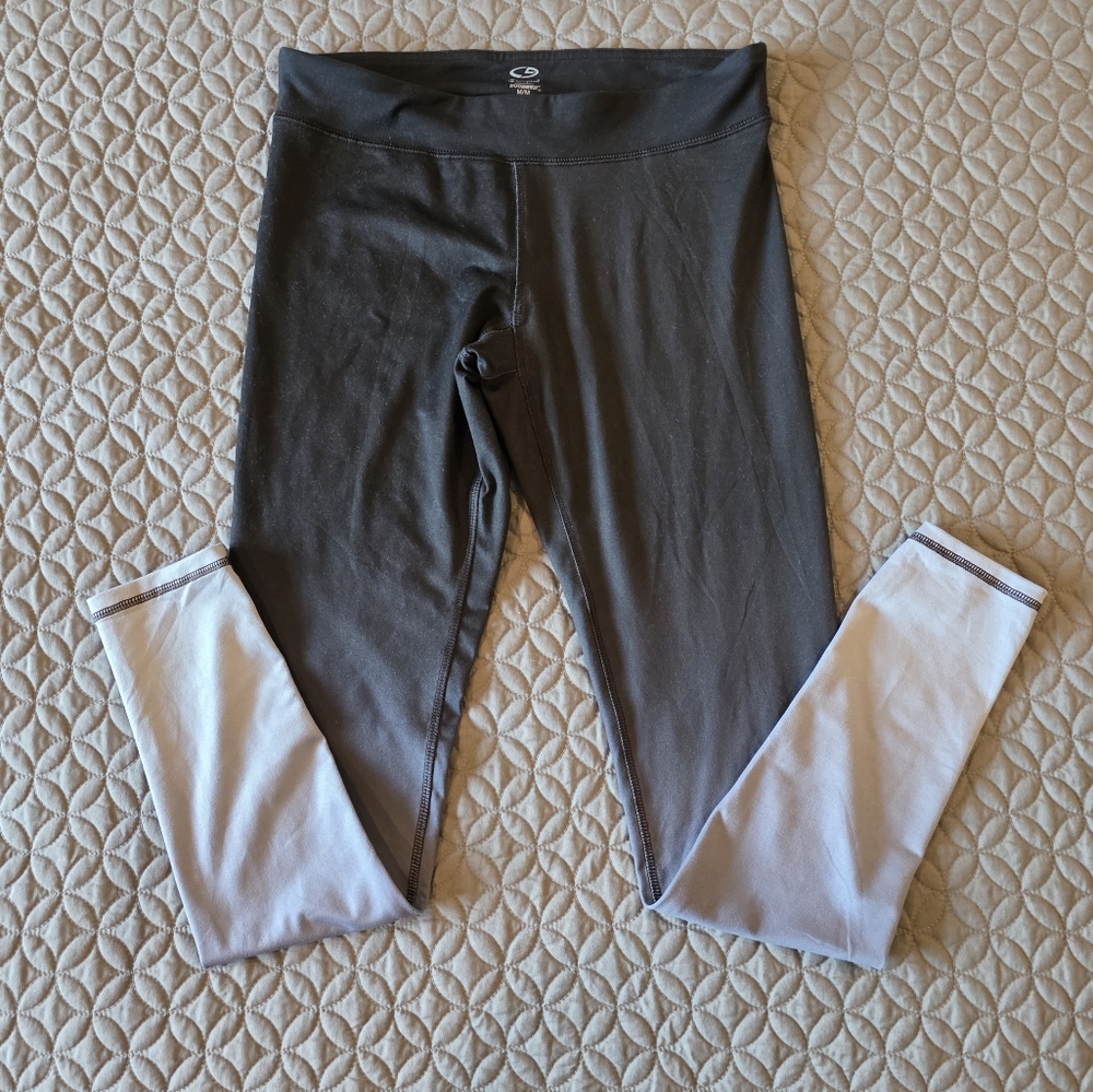 Champion Women's Black To Light Gray Ombre Leggings, M
